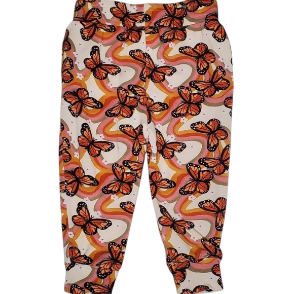 Posh Peanut Jogger Bottoms Orange Bowie Butterflies Baby Girls 6-12 Months - Picture 2 of 4